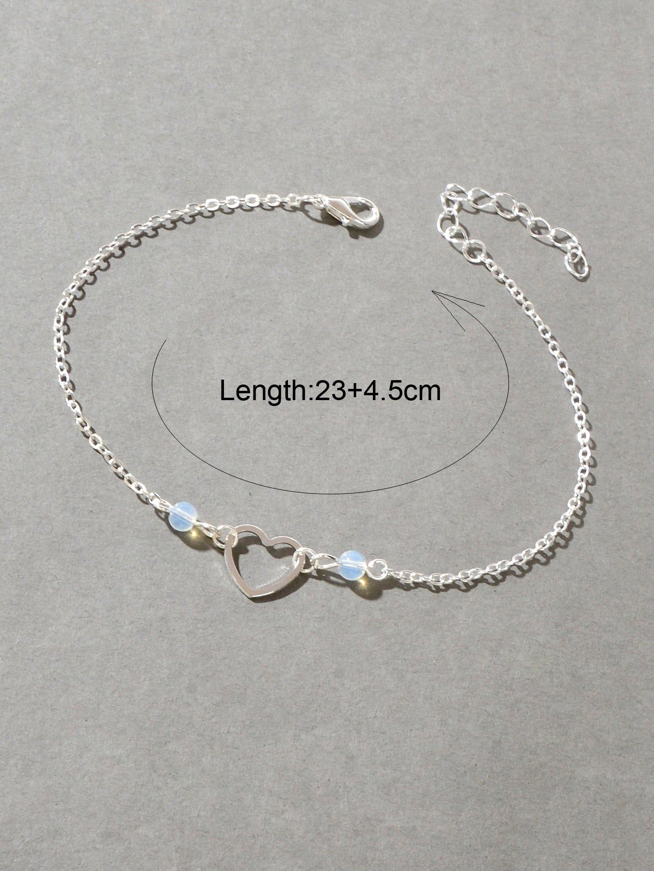 Dainty Foot Jewellery Girl Silver Chain Heart Charm Summer Barefoot Beach Anklet-3