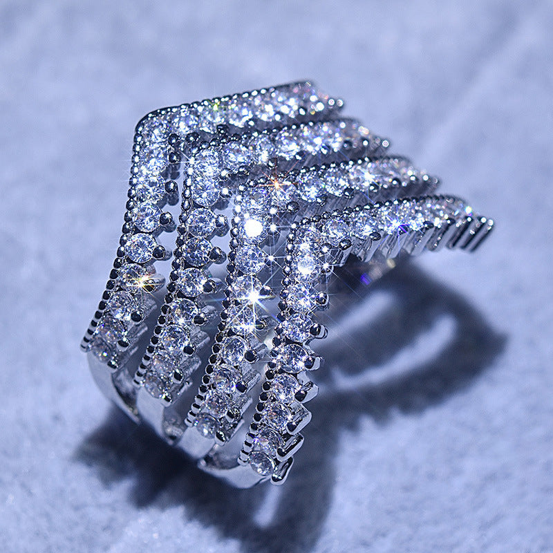 Fashion Personality New Three-layer V-shaped Ring For Women