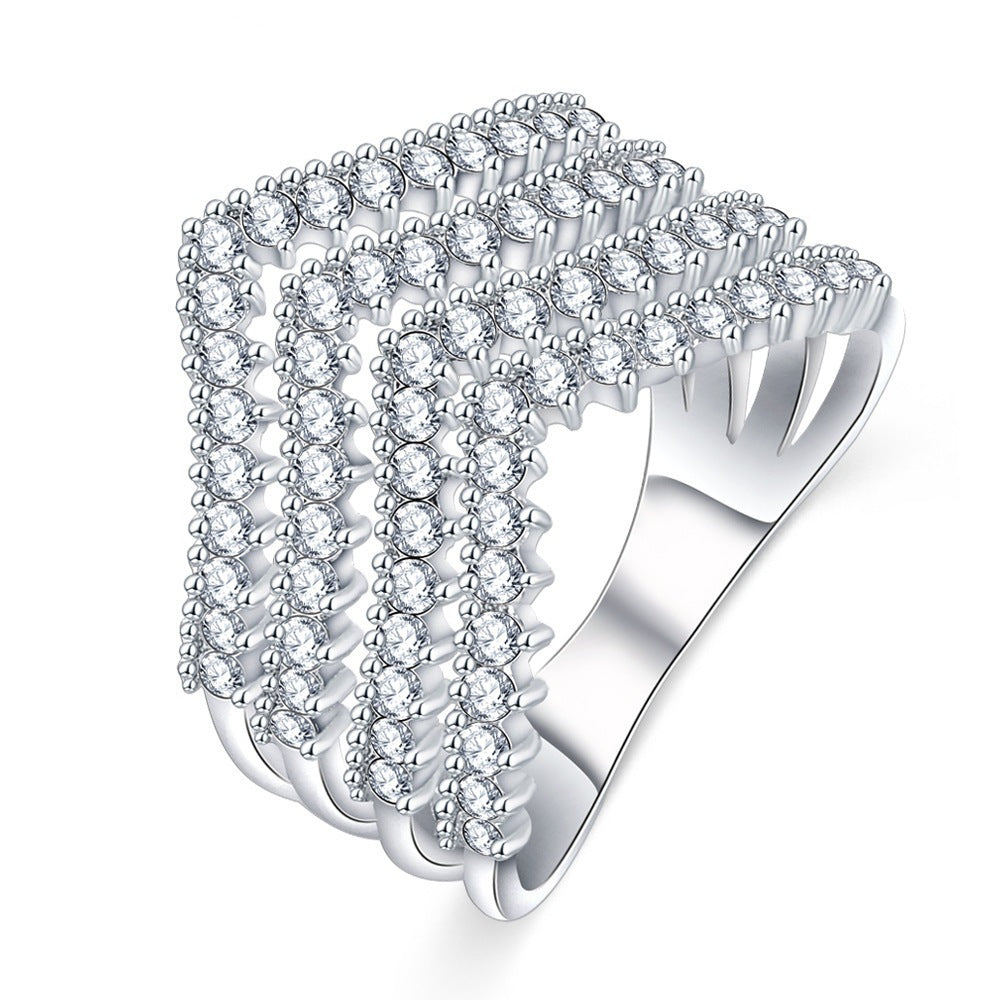 Fashion Personality New Three-layer V-shaped Ring For Women