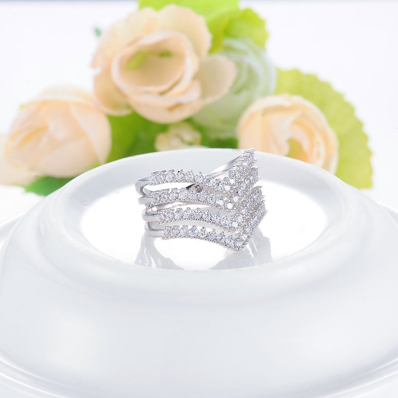Fashion Personality New Three-layer V-shaped Ring For Women